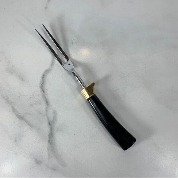 Vintage Meat Fork Black and Gold Mid Century 10.5" - Picture 1 of 4